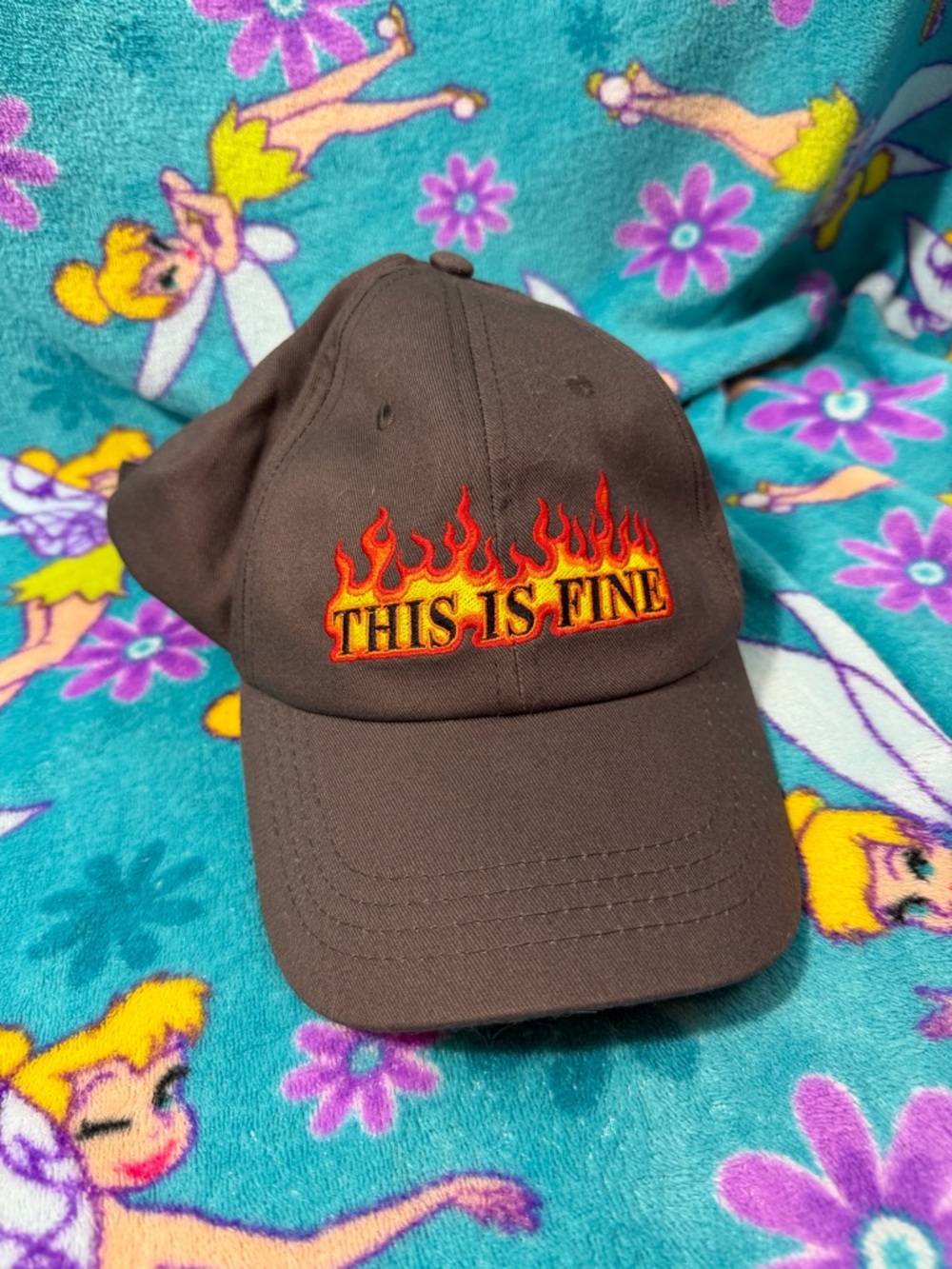 “This is fine” meme Cap with Flame Embroidery